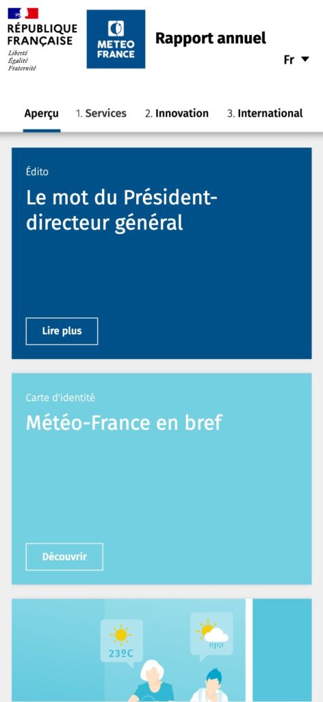 Site version mobile de rapport annuel réalisé par sismeo, agence digitale à Paris