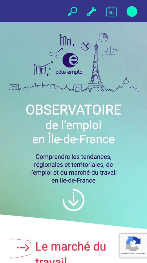 Site version mobile de l'observatoire de l'emploi en Île-de-france réalisé par sismeo, agence digitale à Paris