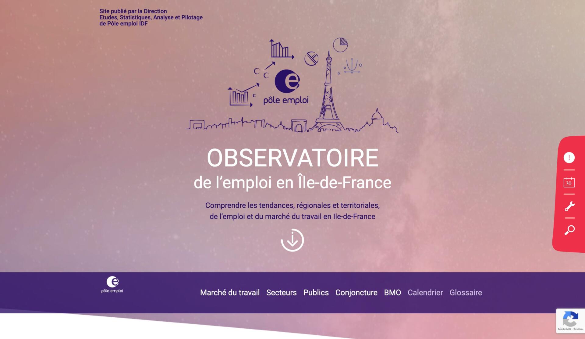 Site de l'observatoire de l'emploi en Île-de-france réalisé par sismeo, agence digitale à Paris
