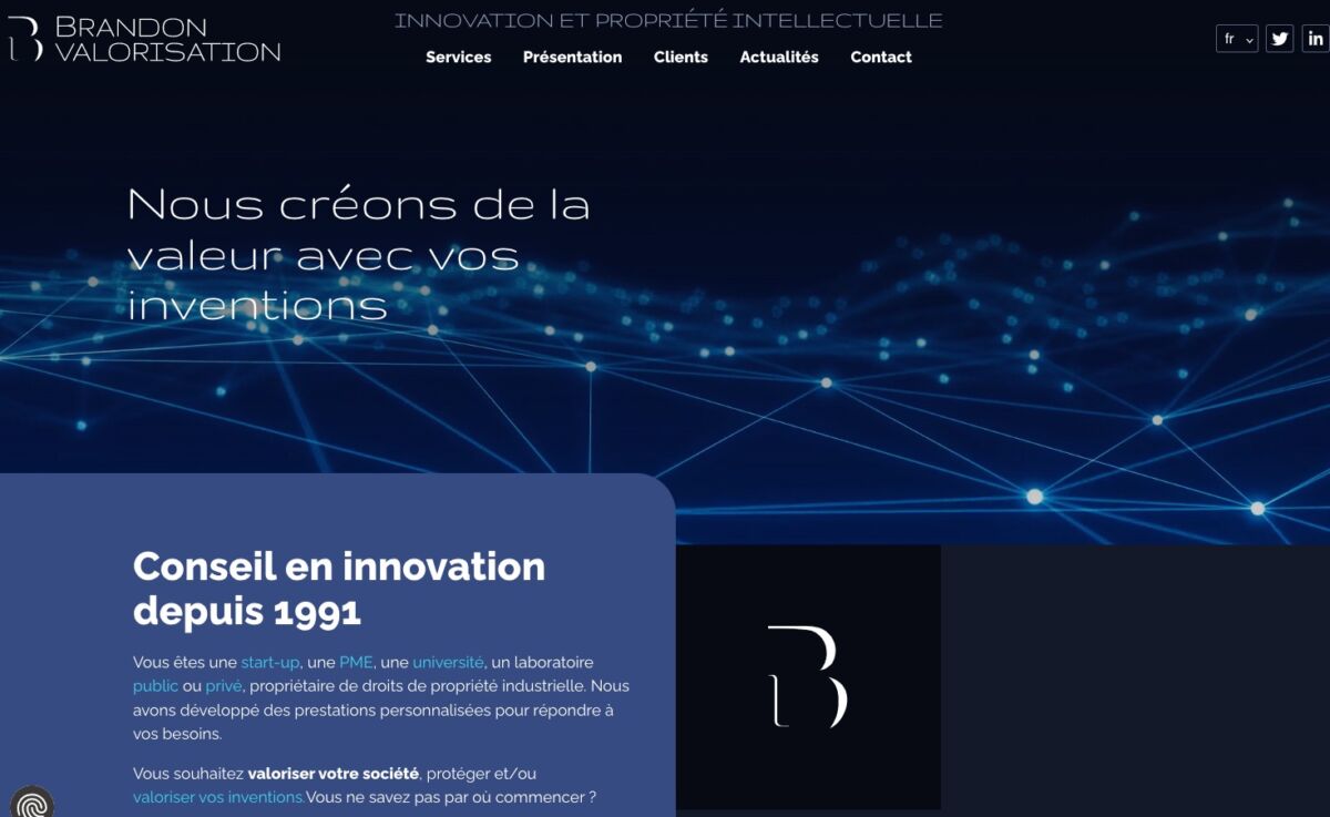 Site cabinet de valorisation industrielle réalisé par sismeo, agence digitale à Paris