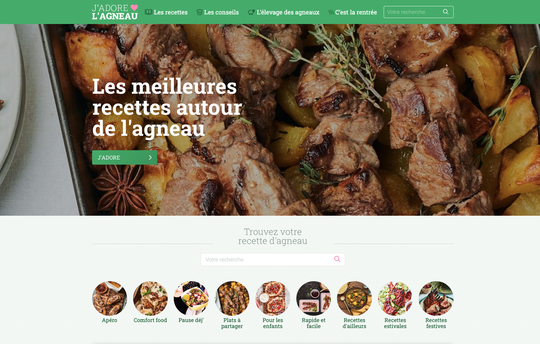 Site j'adore l'agneau réalisé par sismeo, agence digitale à Paris