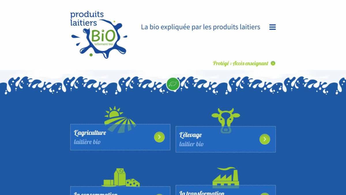 Site pédagogique produits laitiers bio réalisé par sismeo, agence digitale à Paris